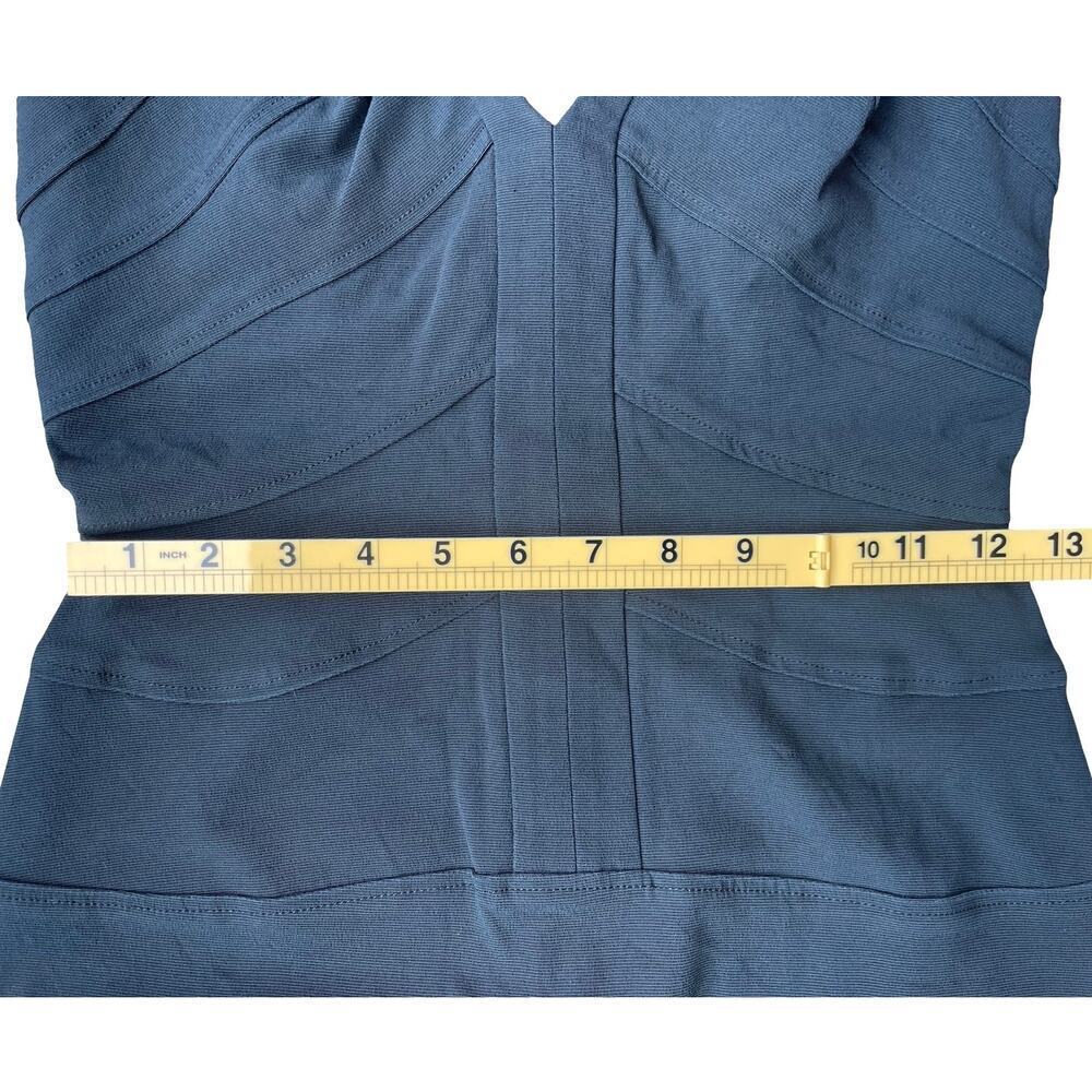 Bianca Nero Black Bandage Bodycon V Neck Stretch Slimming Dress - Small est. - Picture 8 of 12